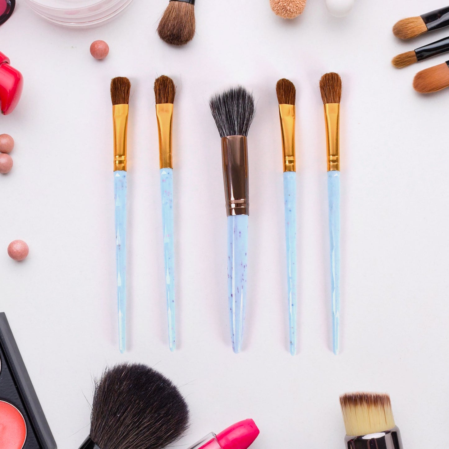 5pc Makeup Brush Tools Kit (5 Pcs Set  Mix Color) - Happy Price - Image 3