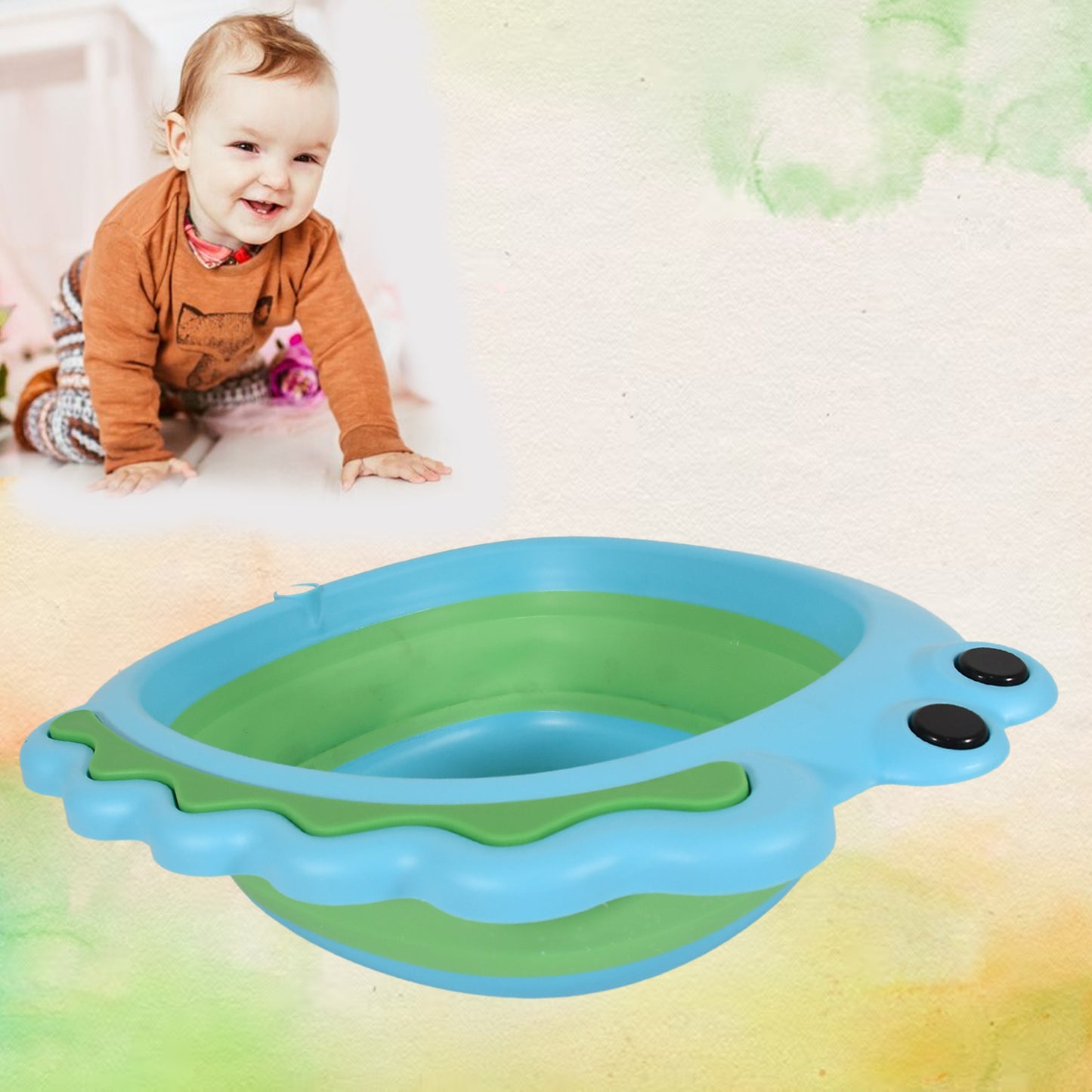Frog Shape Wash Basin Space Saving Multi Function Foldable Baby Wash Basin Easy Clean Lightweight Thicken For Washing Face For Home (3331cm  1 Pc) - Happy Price - Image 3