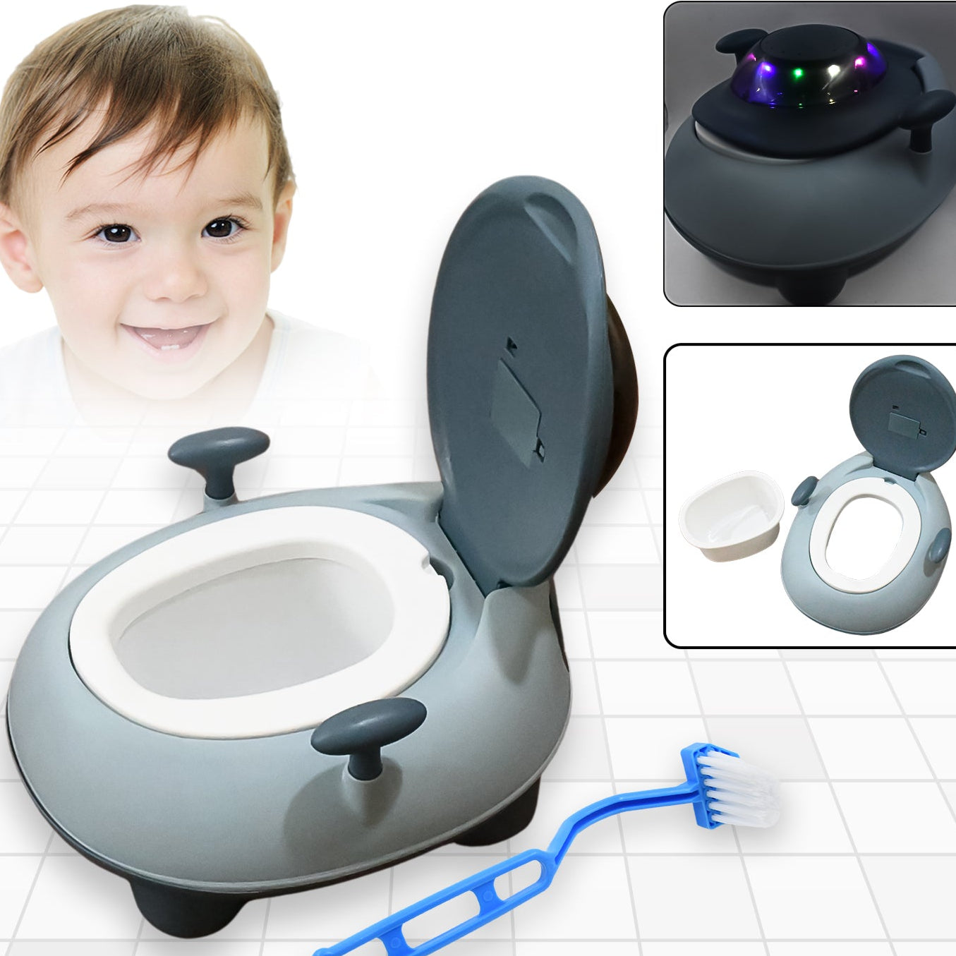 Baby Portable Lighting  Music Toilet Baby Potty Training Seat Baby Potty Chair For Toddler Boys Girls Potty Seat For 1+ Year Child - Happy Price - Image 1
