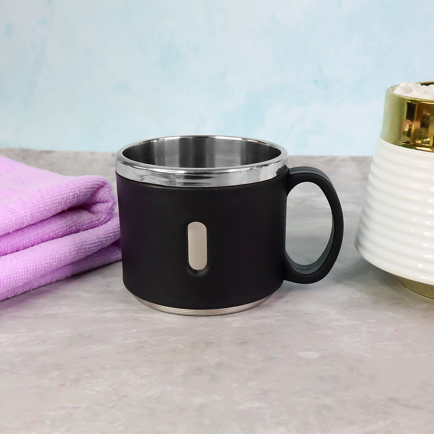 Apex Stainless Steel Double Wall Coffee Mugs Gift Set - 6 Pcs, 150 ML Each - Happy Price - Image 3