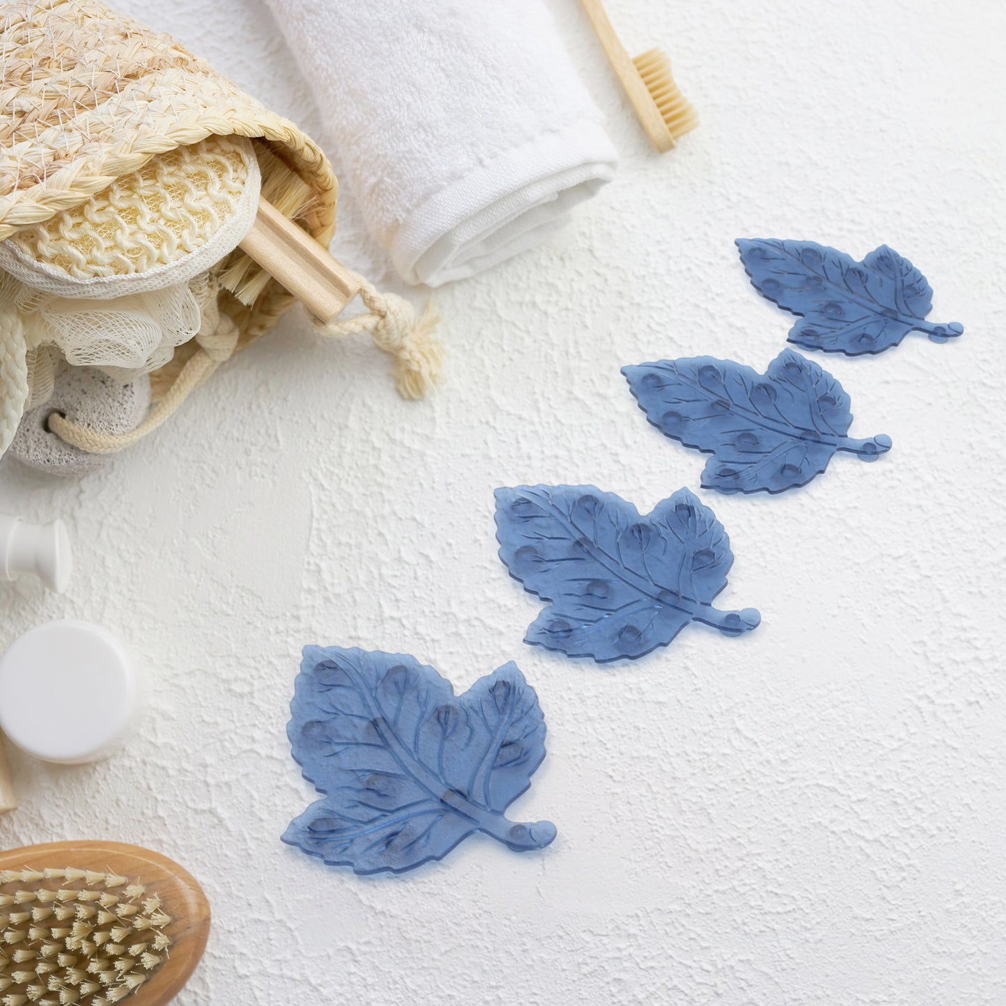 Mini  Pvc Anti-slip Bat Mat Non Slip Baby Bath Mats Mini Child Safety Anti Slip Shower Mats Star Leaf Shaped For Kids (4 Pc Set) - Happy Price - Image 4