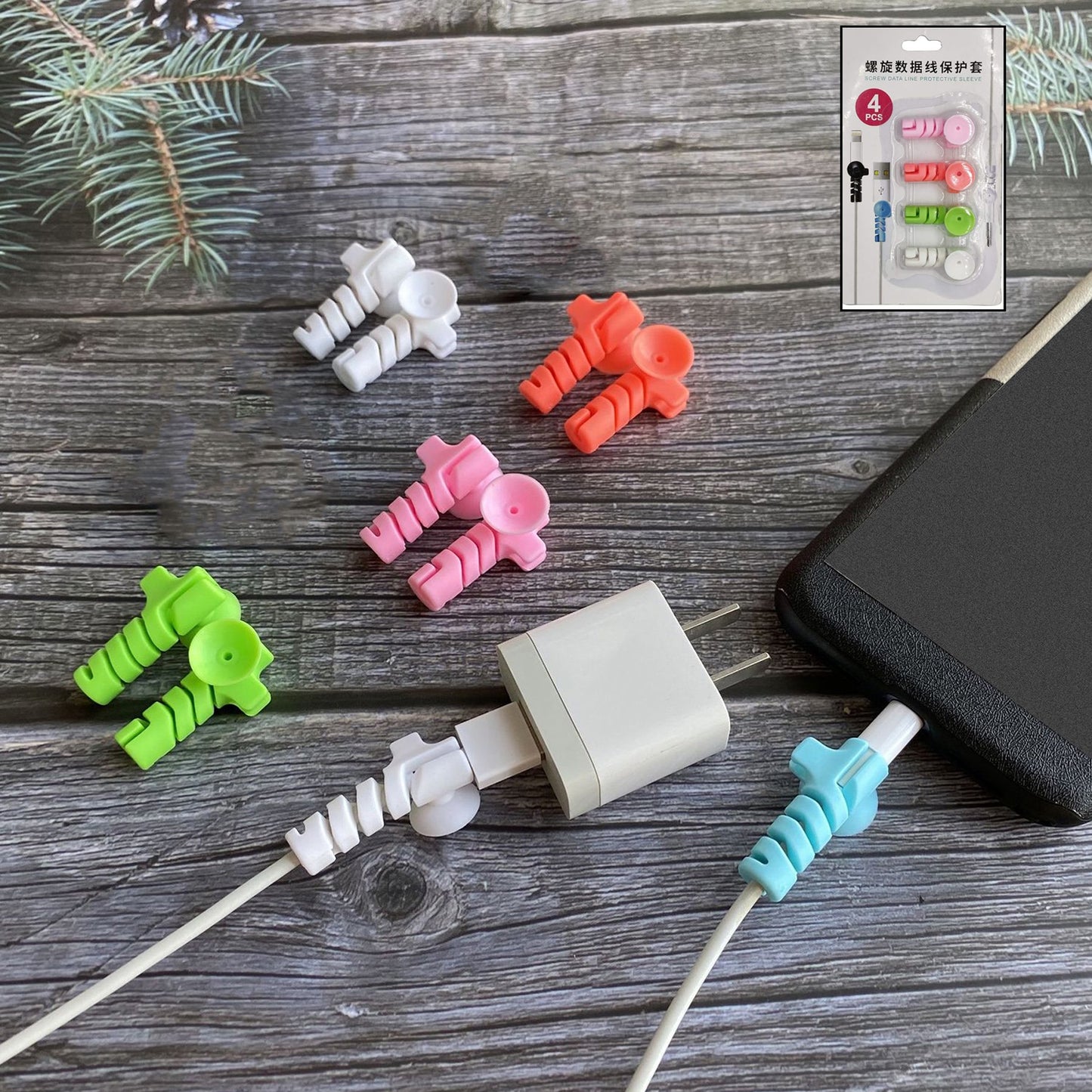 Cable Cord Protector Saver With Suction End (Suction Winder  4 Pcs Set) - Happy Price - Image 2