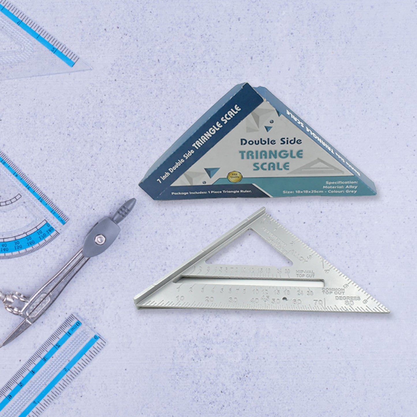Double Side Scale Triangle Measurement Hand Tool 45 Degree Triangle Ruler Home For Industry Aluminum Alloy Rafter Square 7-inch Length - Happy Price - Image 6