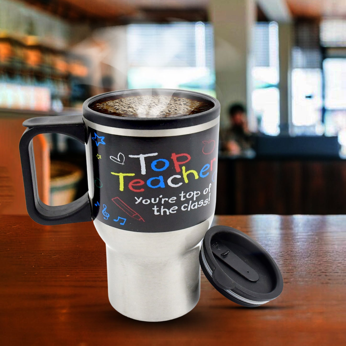 Stainless Steel Vacuum Glass Insulated Glass Coffee Cups Double Walled Travel Mug Car Coffee Mug (With Lid  Handle) - Happy Price - Image 2