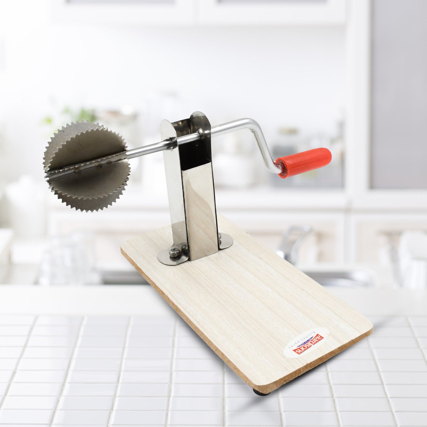 Stainless Steel Coconut Scraper With Wooden Base (1 Pc) - Happy Price - Image 4
