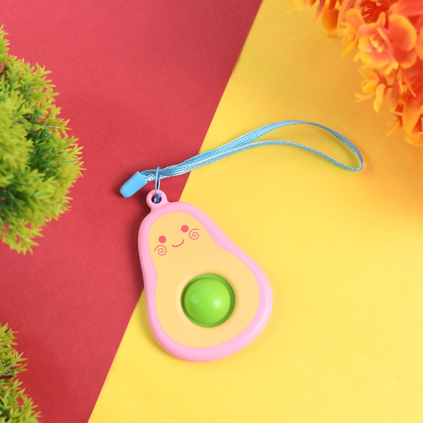 Cute Avocado-shaped Mini Push Pop Keychain Toy With Strap (1 Pc) - Happy Price - Image 6