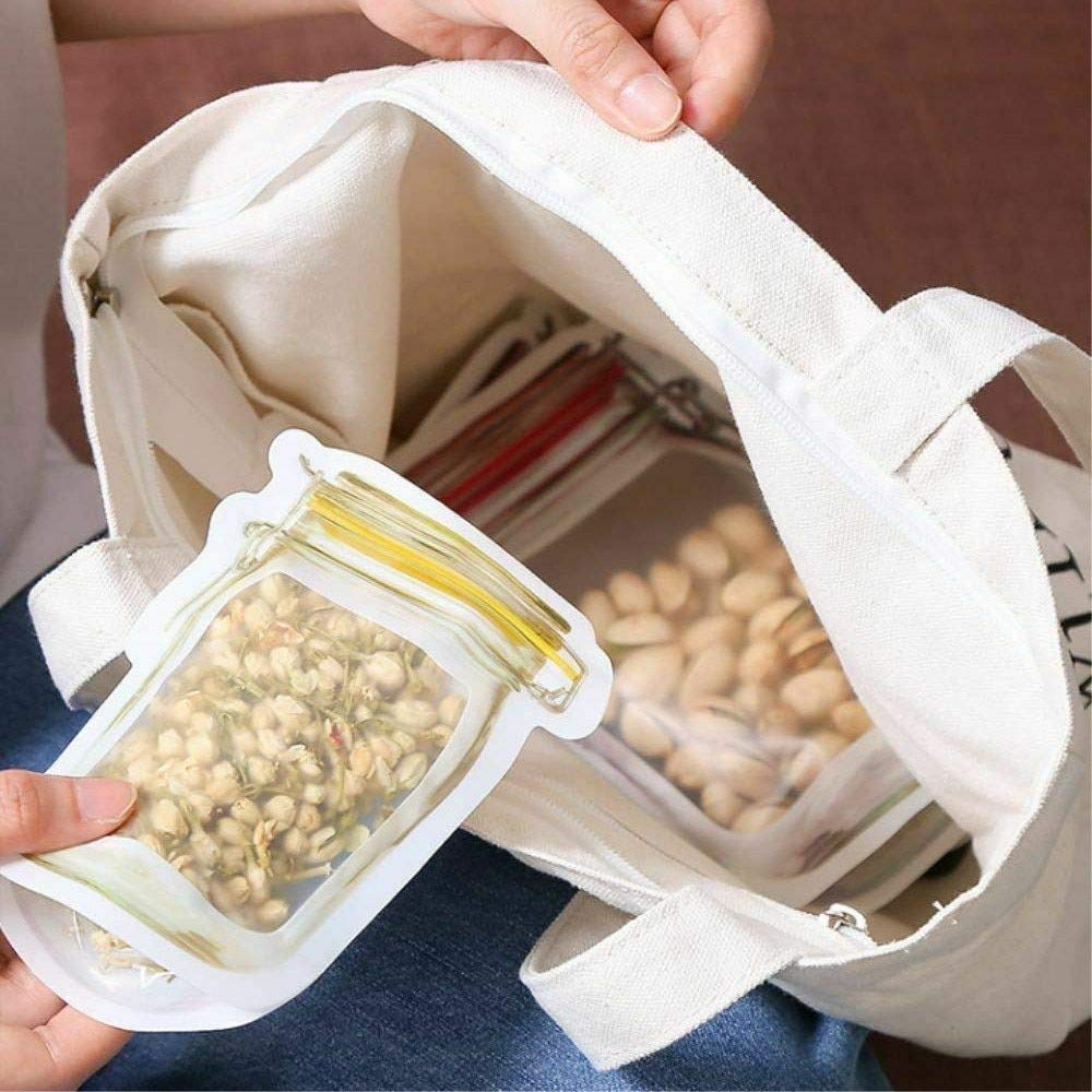 Reusable Airtight Seal Plastic Food Storage Mason Jar Zipper (150ml) - Happy Price - Image 3