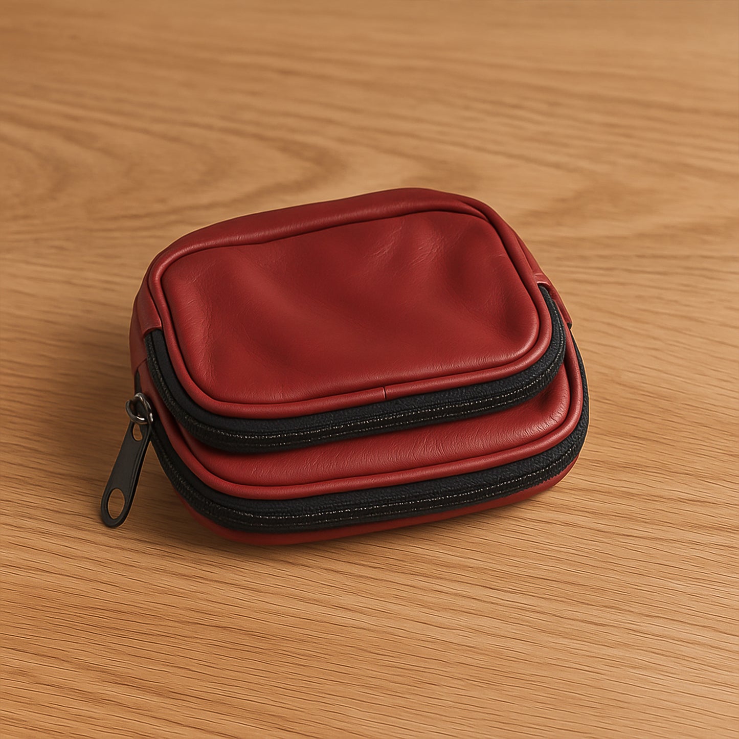 Premium Synthetic Leather Zippered Organizer Pouch for Cards & Small Accessories