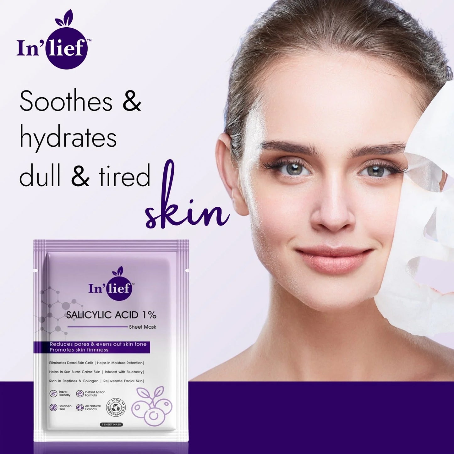 Salicylic Acid 1% Clarifying Facial Sheet Mask for Acne and Pores - 1 Pc - Happy Price - Image 4