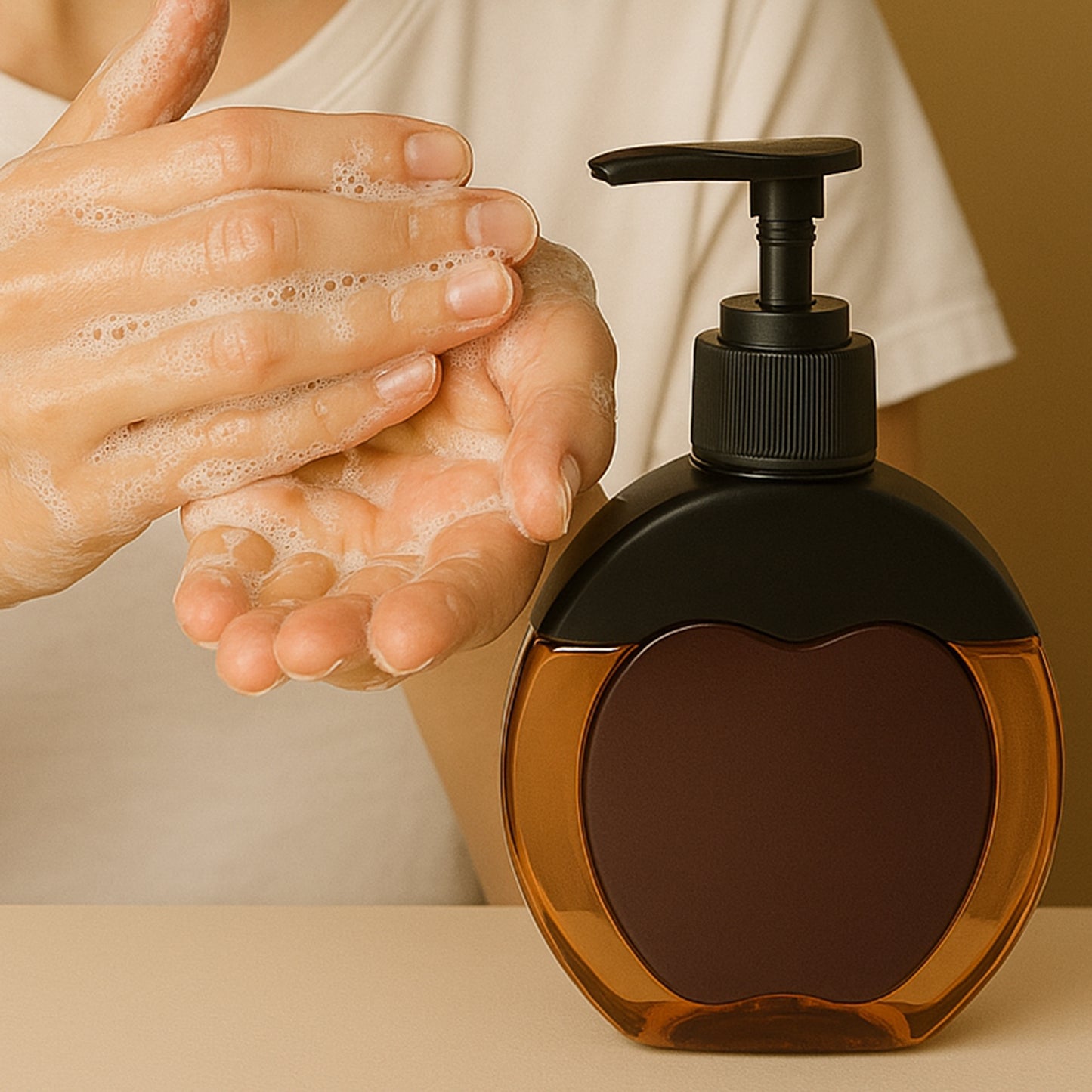 Apple Shaped Liquid Soap Dispenser - 350 ML Refillable Hand Wash Bottle with Pump - Happy Price - Image 5