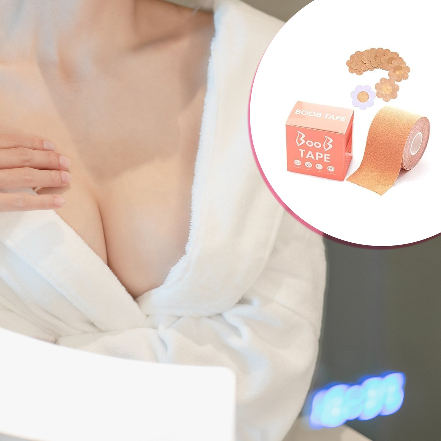 Boob Tape With 10 Pairs Nipple Cover Cotton Wide Thin Breast Tape - Womens  Girls Breast Lift Booby Tape - Push Up  Lifting Tape - Suitable For All Breast Types - Breast Lift Bra Tape - Bob Tape For Natural Breast Lift (1 Pc 5 Meters) - Happy Price - Image 7