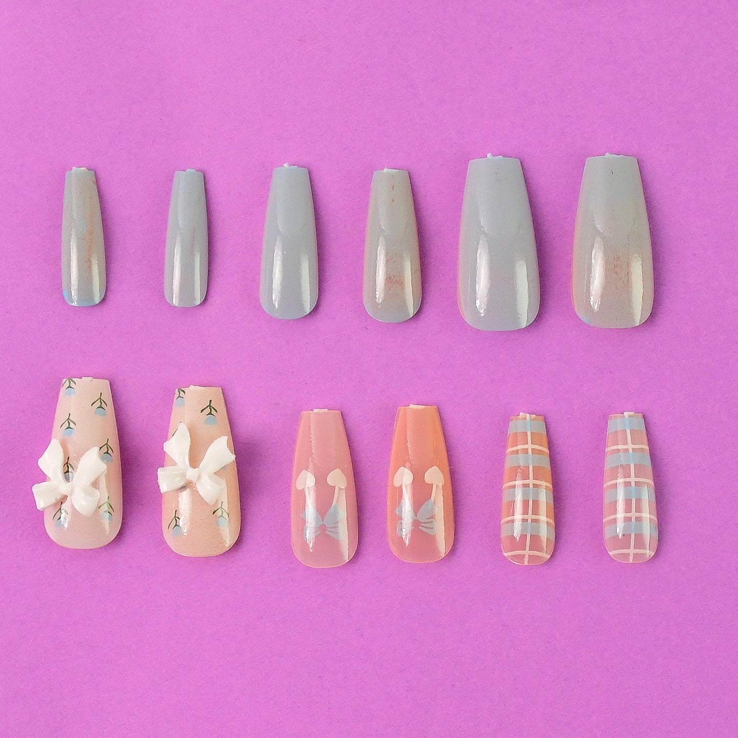 12 Pc Reusable Artificial Nails with Adhesive Stickers - DIY Glossy False Nails