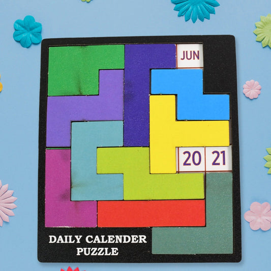 Wooden Daily Calendar Puzzle (Multicolor  1 Set) - Happy Price - Image 1
