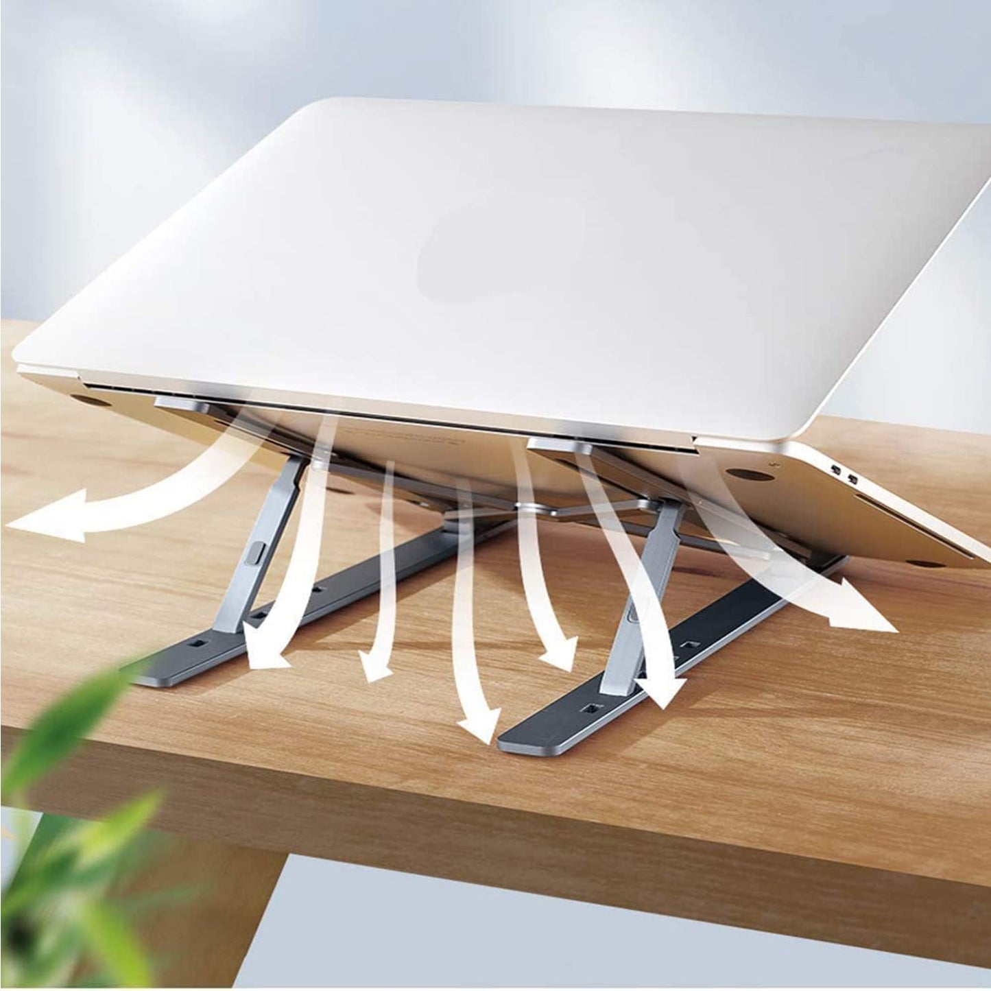 Laptop Stand For Desk  Metal Portable Laptop Stand With 6 Adjustable Angles  Laptop Riser Phone And Tablet Stand  Compatible For All Laptop - Happy Price - Image 5