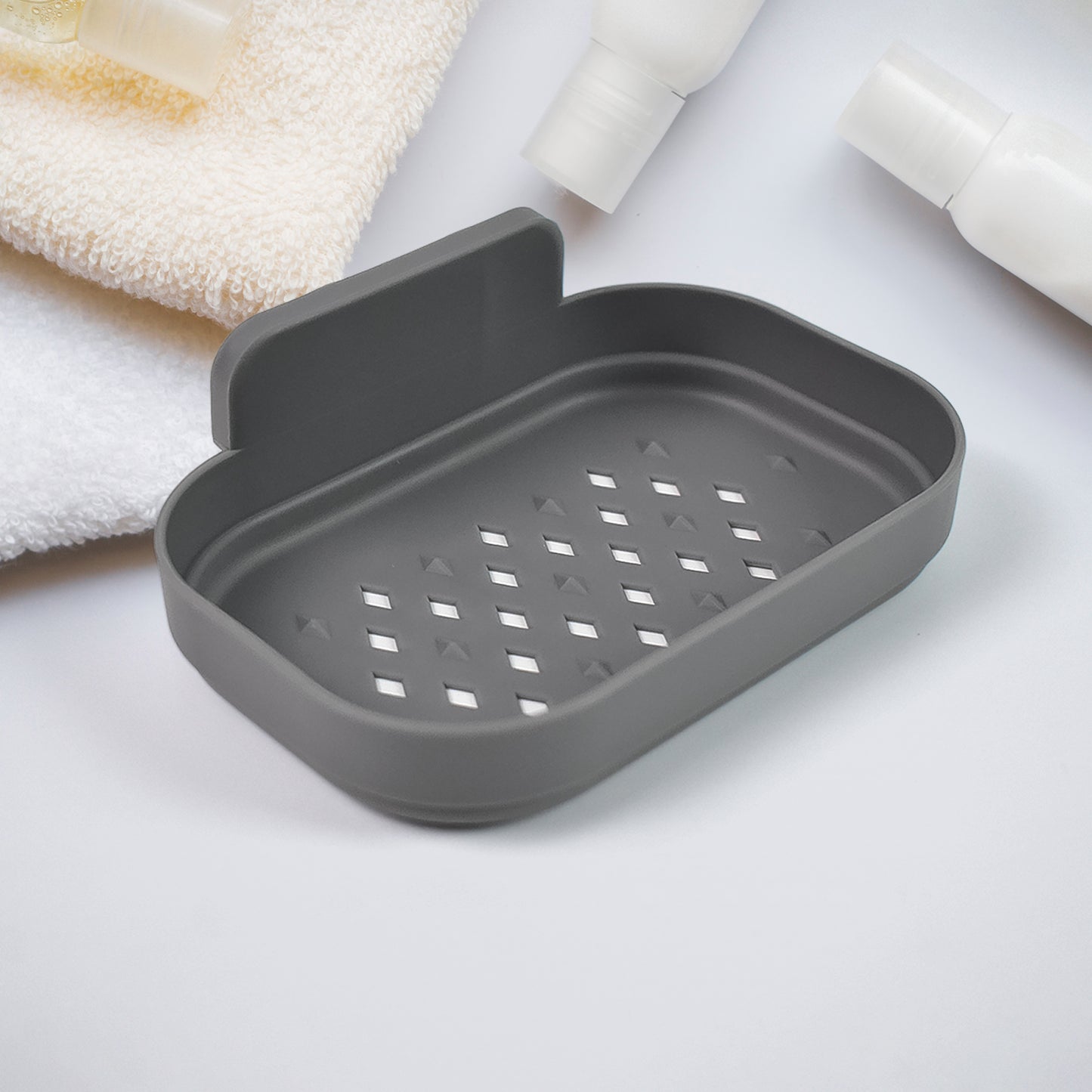 Plastic Soap Dish Holder For Bathroom Shower Wall Mounted Self Adhesive (1 Pc) - Happy Price - Image 2