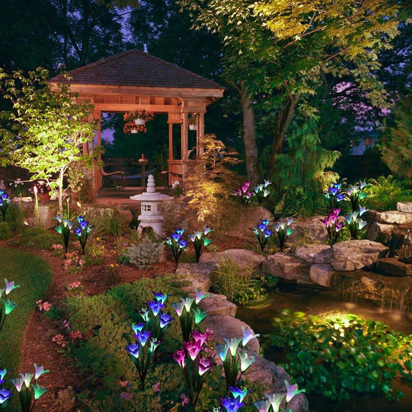 Waterproof Solar Lily Flower Stake Lights - Set of 2 Pcs - Happy Price - Image 6