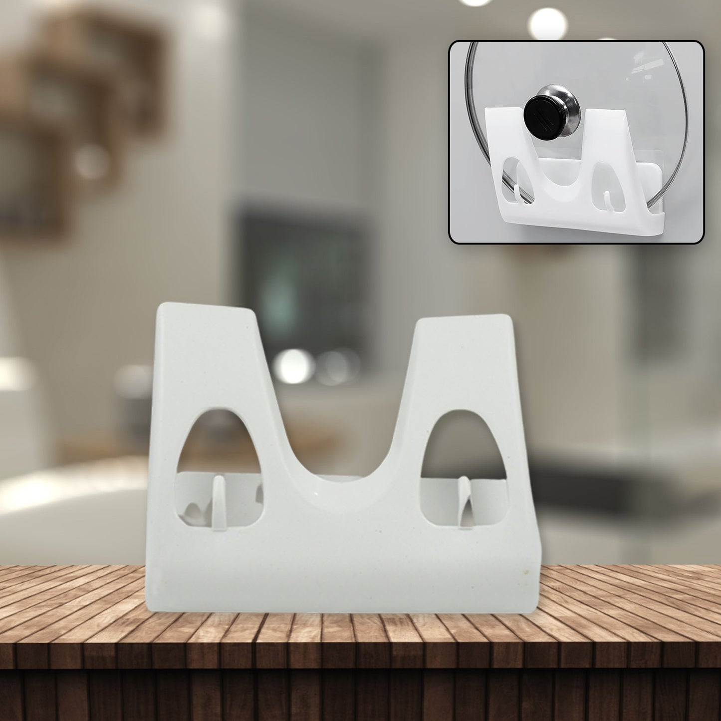 Pot Lid Rack Wall Mounted Kitchen Organizer Multifunction Plate Dish Rack Shelf Pan Cover Stand Holder Punch Free Kitchen Rack Pot Lid Holder (1 Pc) - Happy Price - Image 6