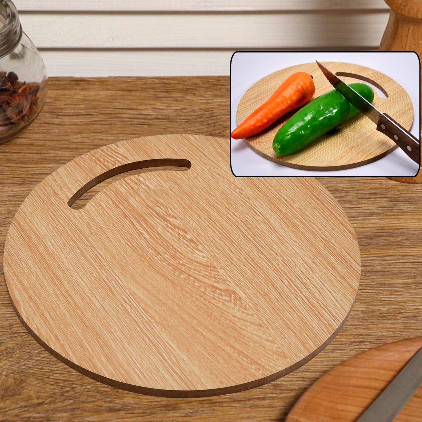 Wooden Round Chopping Board  For Chopping Fruit  Vegetable - Happy Price - Image 1