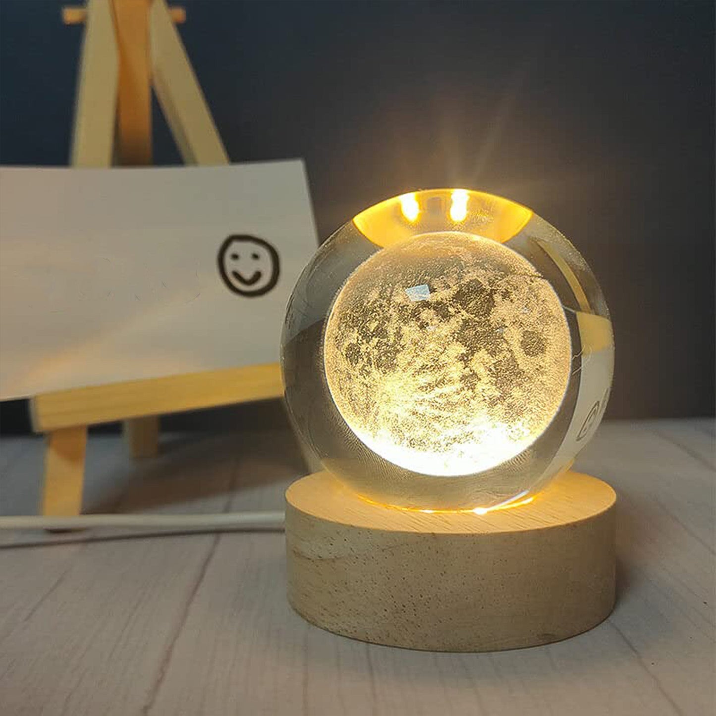 3D Crystal Ball Lamp with Base - Decorative Night Light (1 Pc)