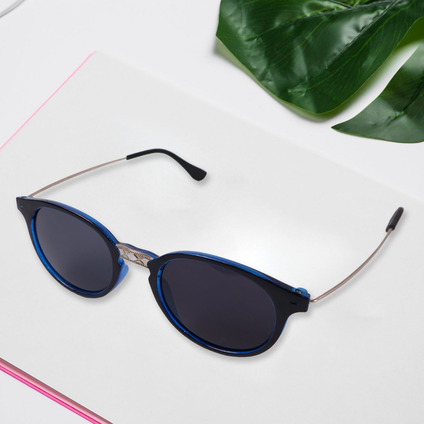 Blue Uv Protected Round Sunglasses Classic Sunglasses For Men  Women Lightweight - Happy Price - Image 5