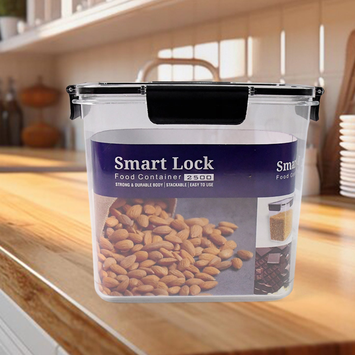 Food Storage Container Airtight Plastic Container With Easy Snap Lids (2500ml  1 Pc) - Happy Price - Image 2