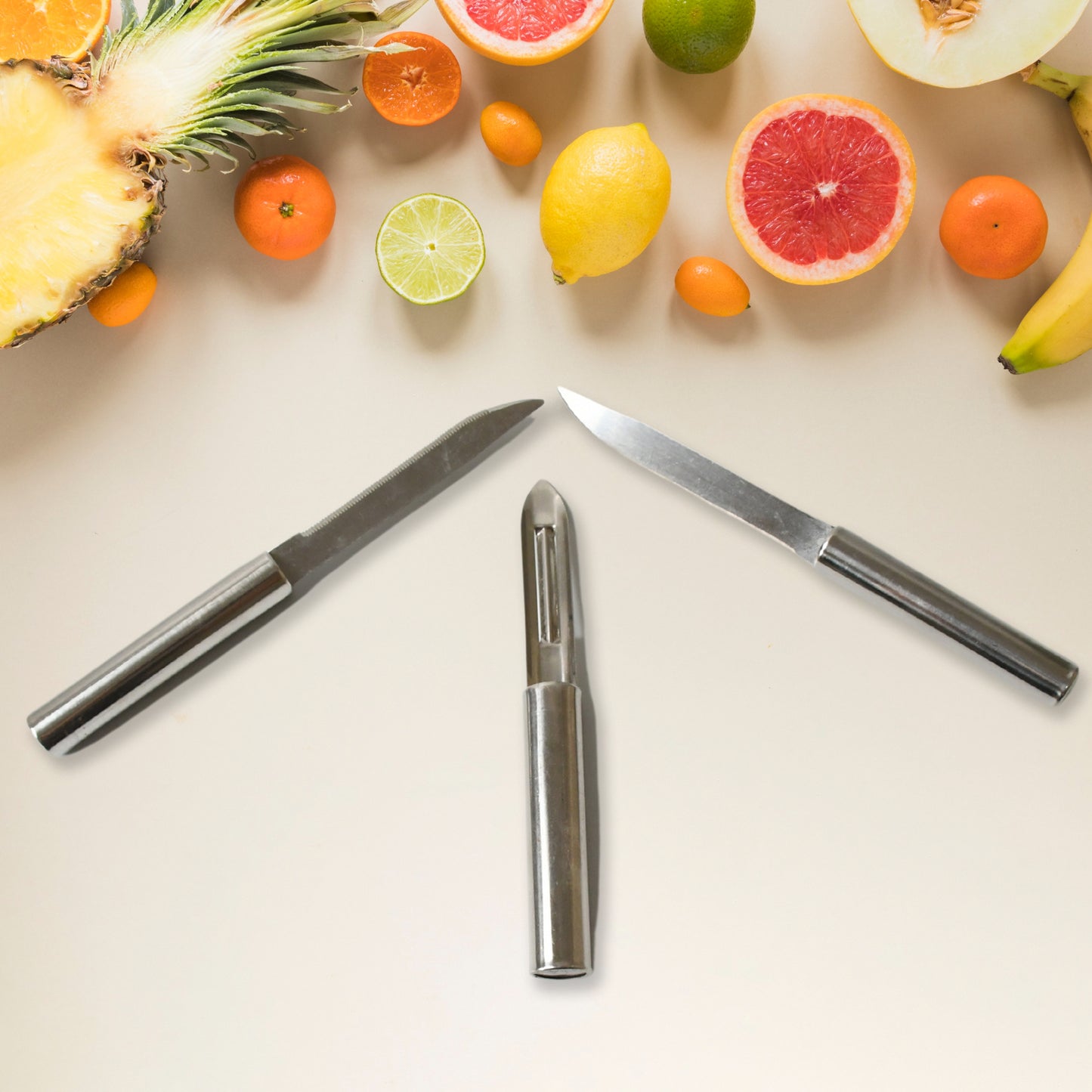Stainless Steel Multipurpose Sharp Cutting Knife With Non-slip Handle For Fruit Meat And Vegetable Chopping (Pack Of 3) - Happy Price - Image 3