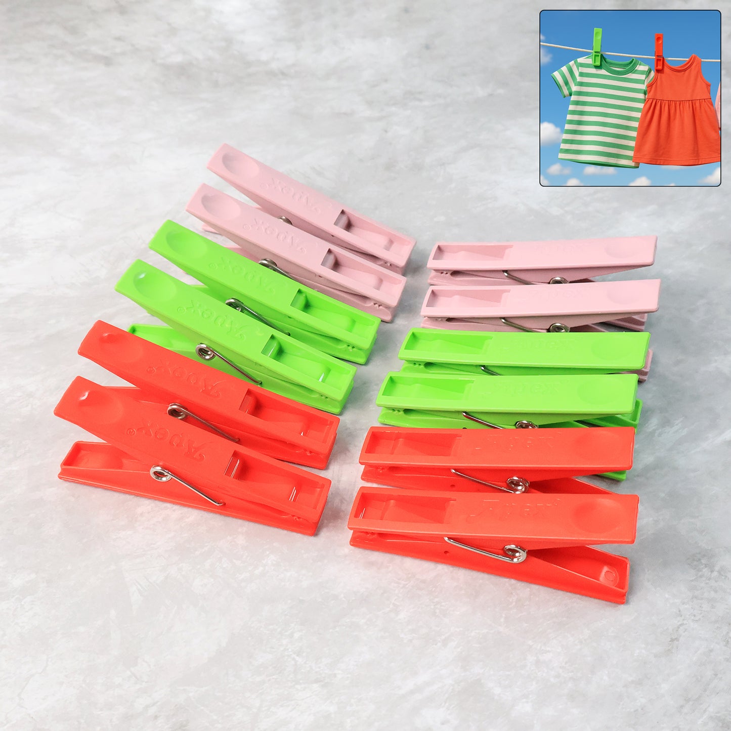 Durable Cloth Clips Set Of 12  Strong Grip Plastic Laundry Pegs With Stainless Steel Spring - Happy Price - Image 2