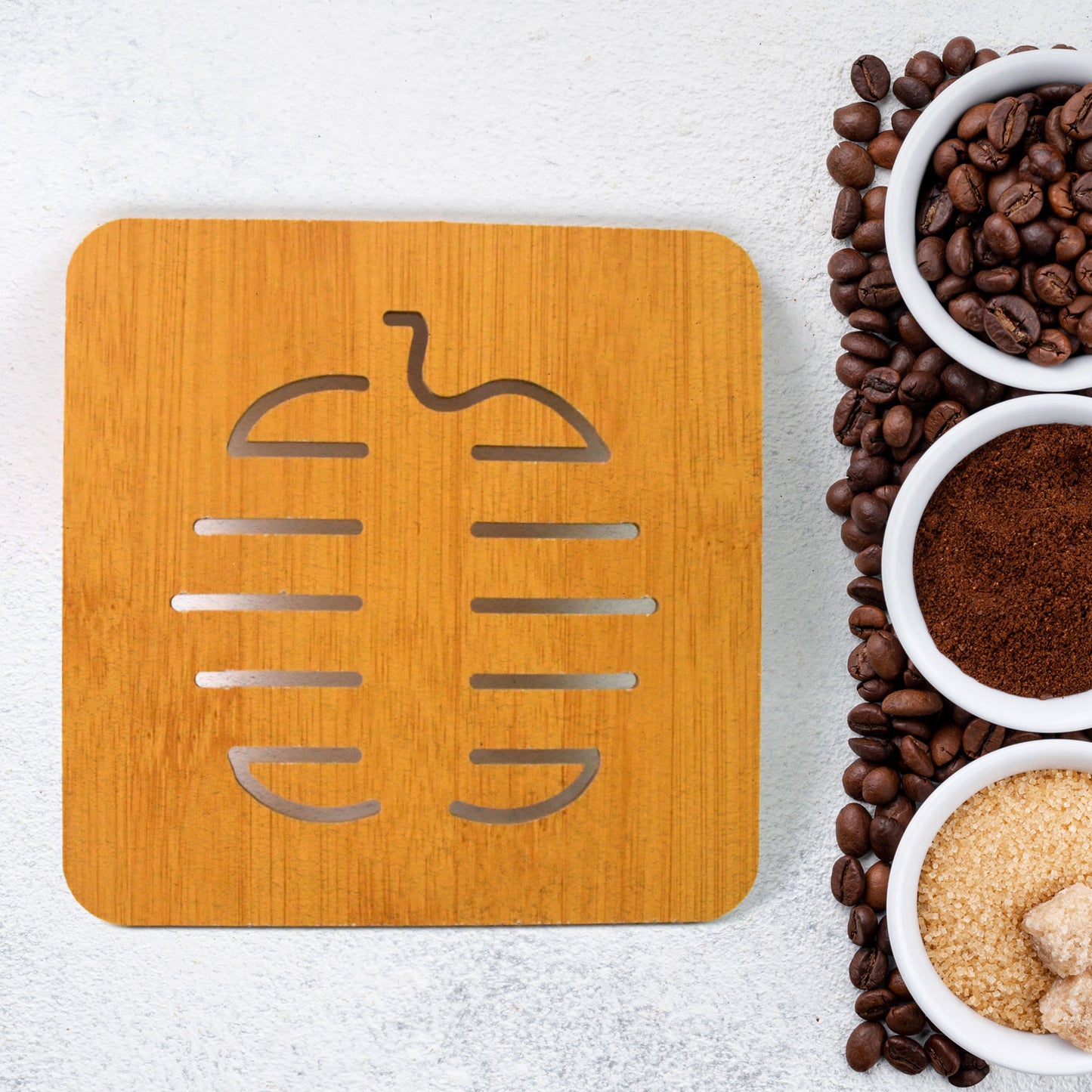 Square Bamboo Wood Table Place Mat Hot Pot Cup Mat Tea Coaster(1414 Cm  1 Pc) - Happy Price - Image 3