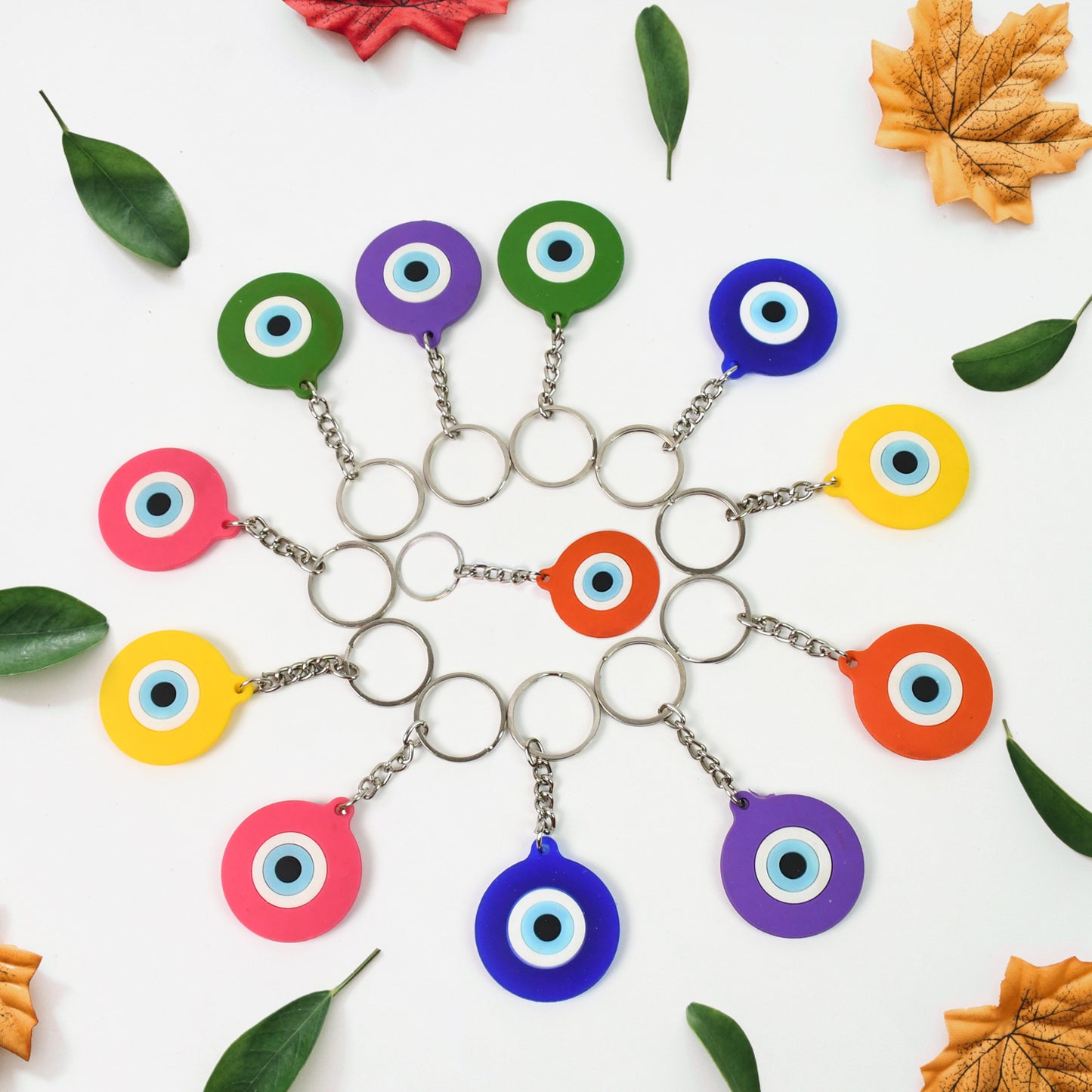 Evil Eye Rubber  Silicone Keychain (12 Pcs Set  Mix Color) - Happy Price - Image 2