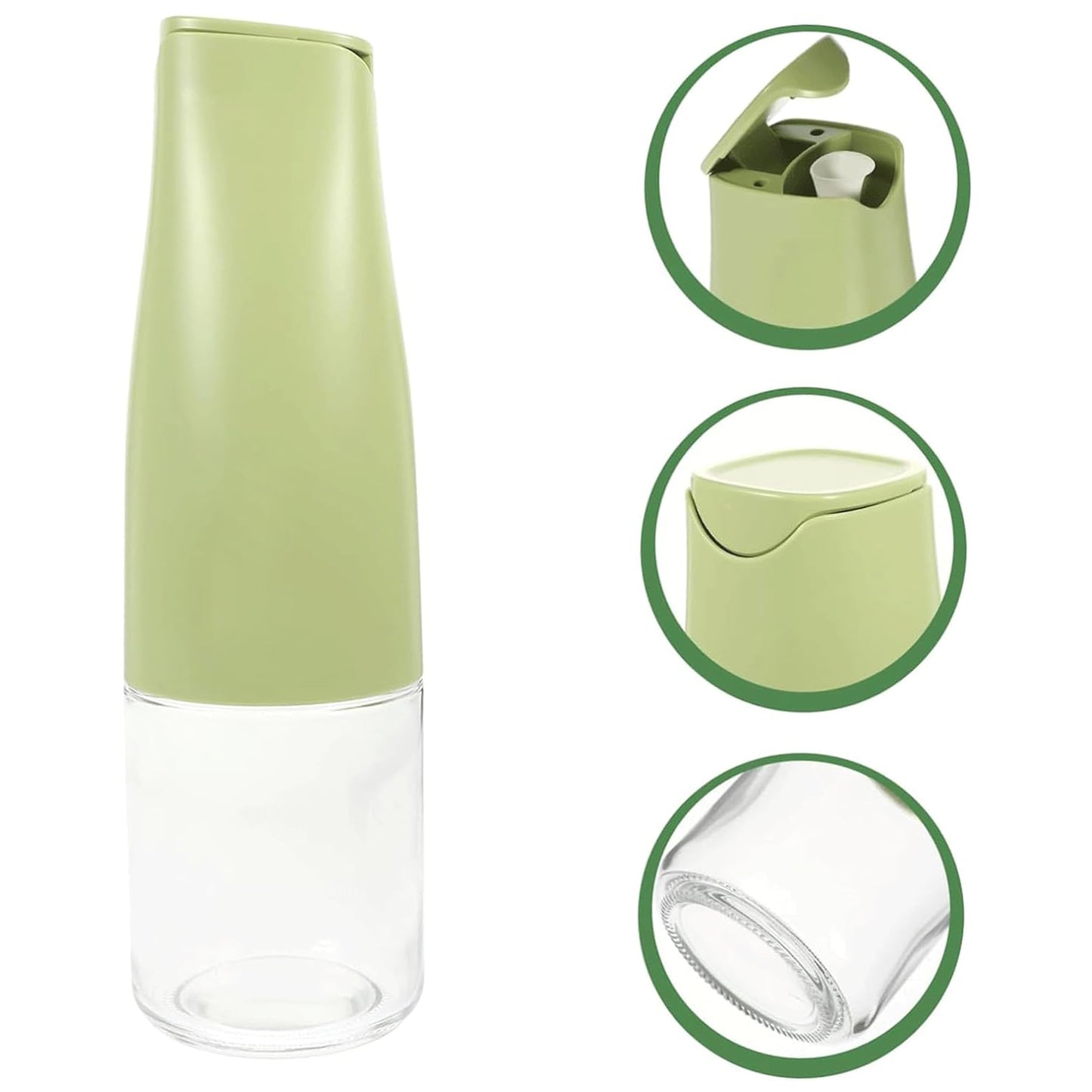 Oil Dispenser 500ml Cooking Oil Dispensing Cruets Oil Bottle With Automatic Open Lid Kitchen Glass Oil Pot Cooking Oil Bottle For Kitchen Grilling Frying (500 Ml) - Happy Price - Image 3