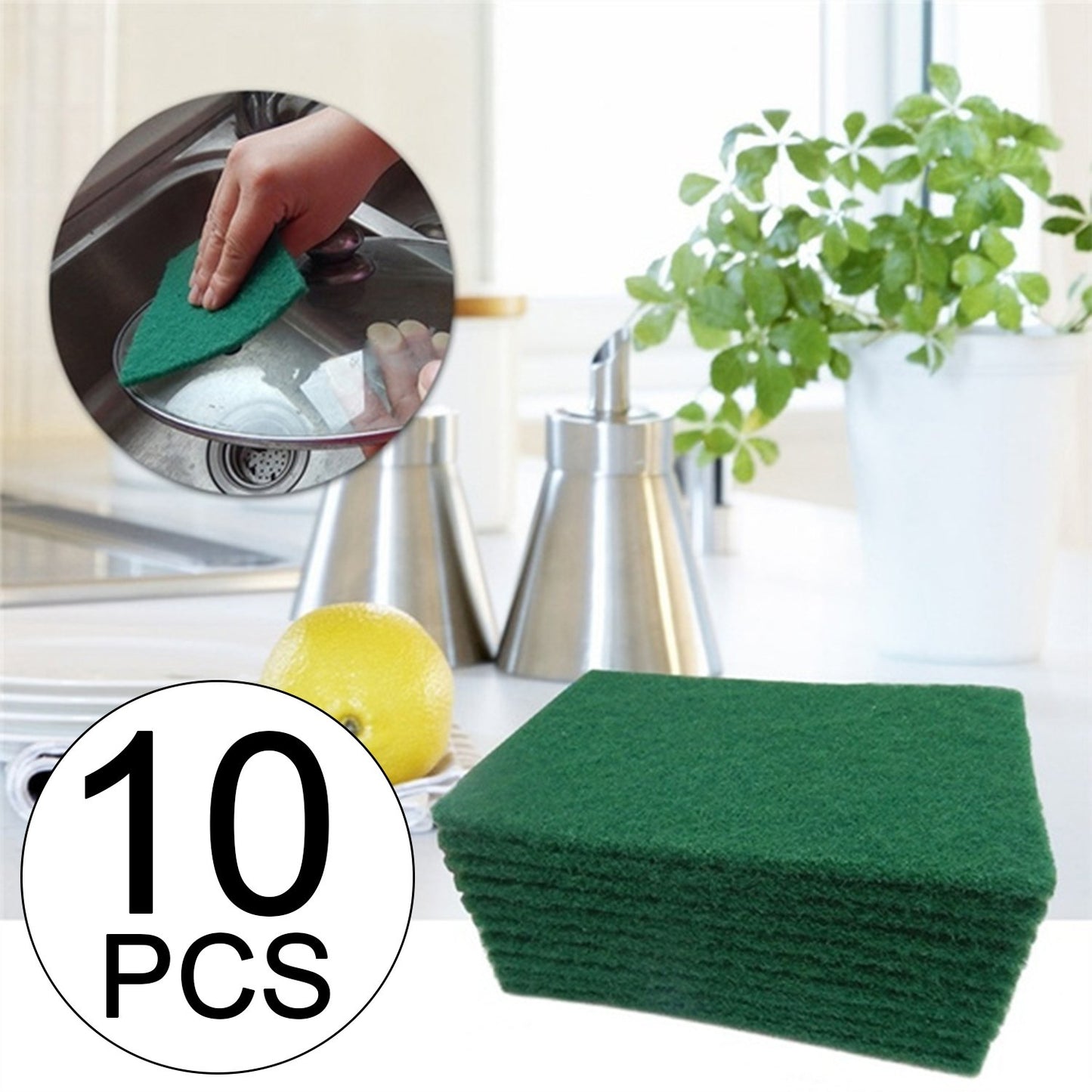 Green Kitchen Scrubber Pads For Utensilstiles Cleaning - Happy Price - Image 2