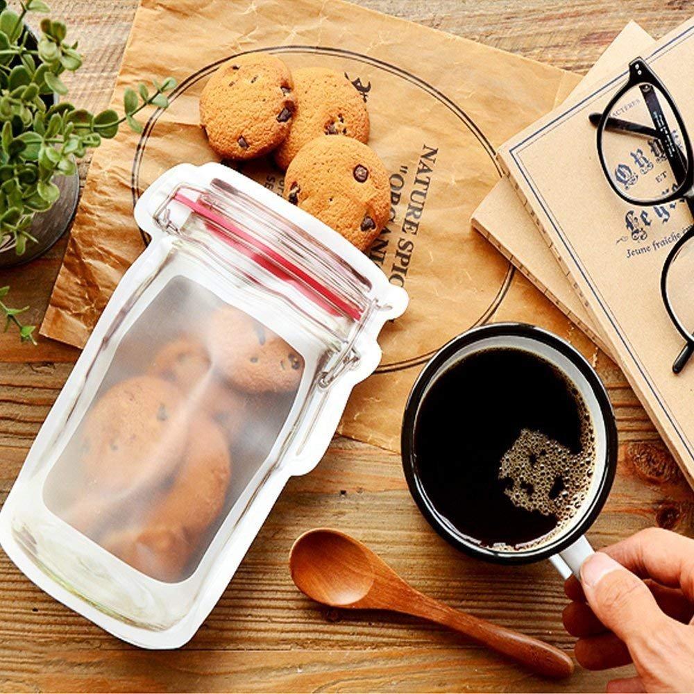 Reusable Airtight Seal Plastic Food Storage Mason Jar Zipper (500ml) - Happy Price - Image 3