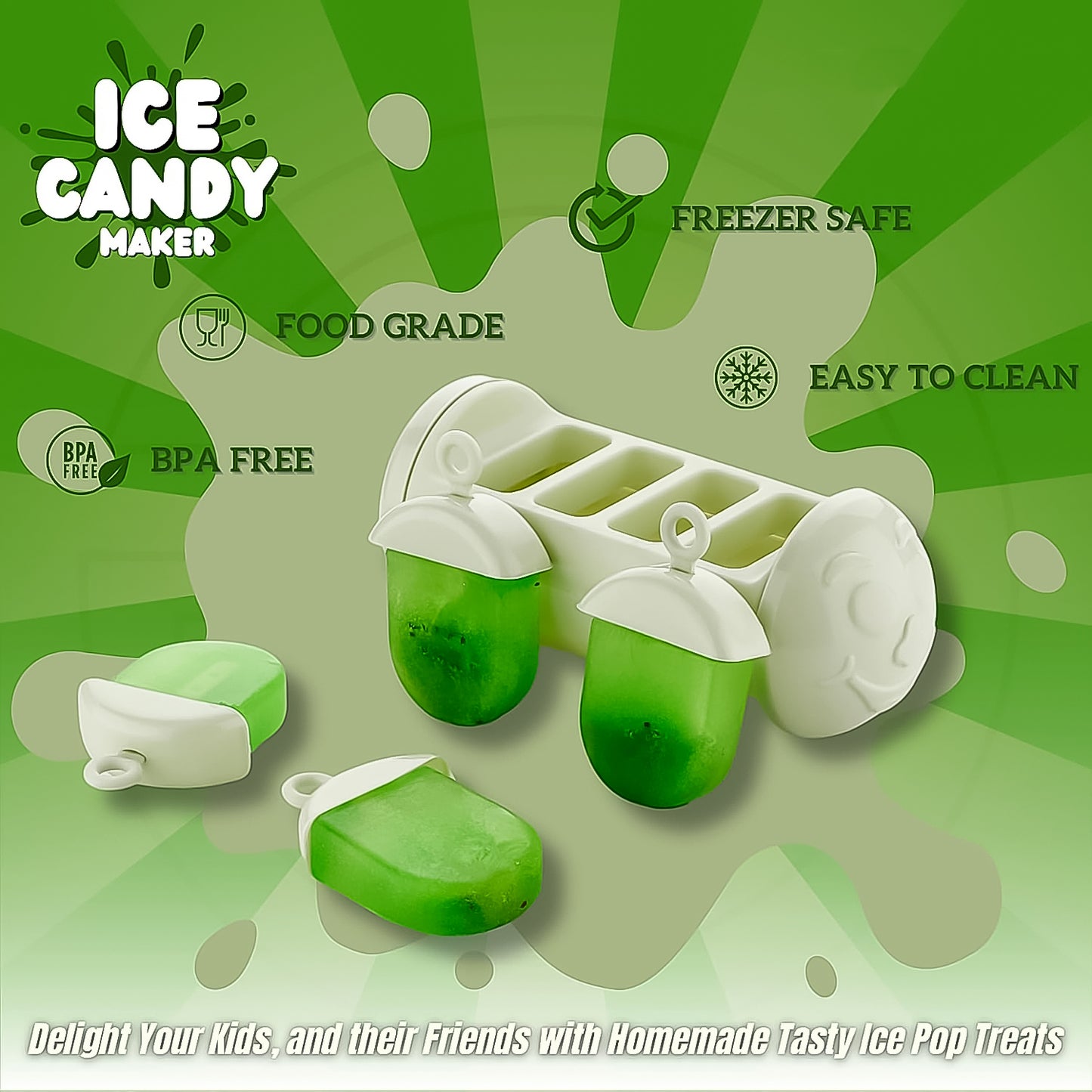 Plastic Ice Candy Maker 4 Compartment  Grid Kulfi Candy (1 Pc) - Happy Price - Image 5
