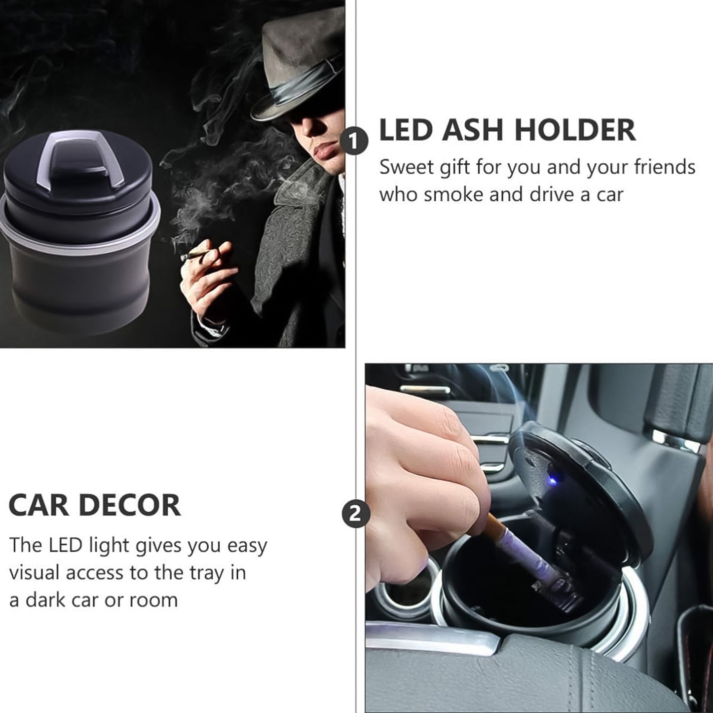 Portable Car Ashtray With Lid And Blue Led Light (1 Pc  With Color Box) - Happy Price - Image 6