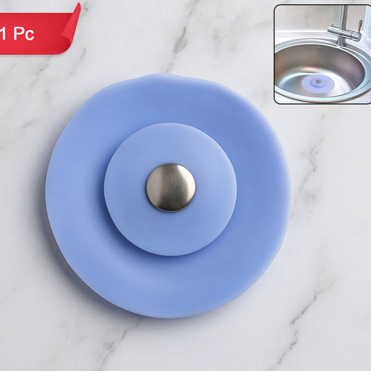Creative 2-in-1 Blue Silicone Sewer Sink Sealer Cover Drainer (Multicolour  1 Pc) - Happy Price - Image 1
