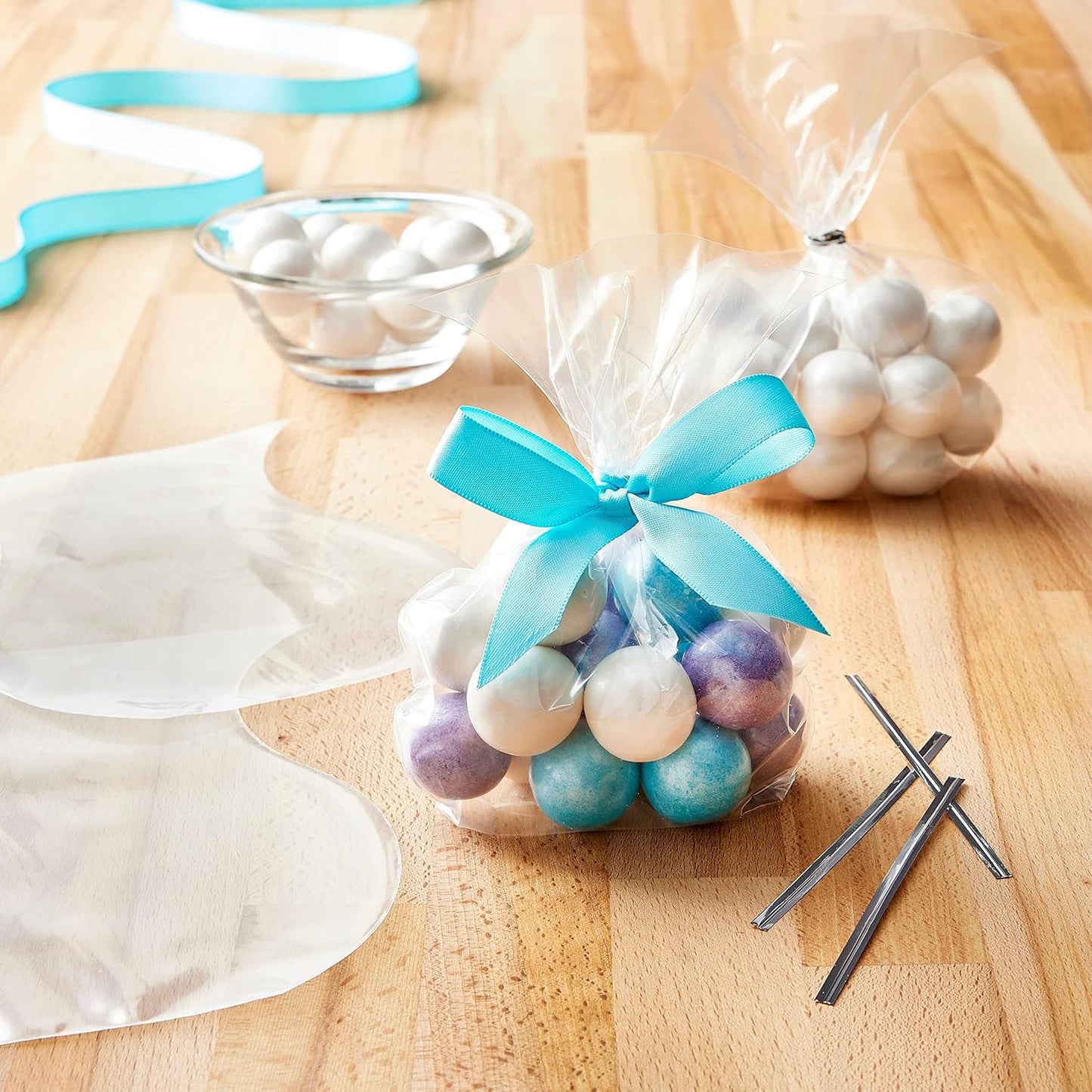 Clear Cookie Bags Gift Bag Clear Flat Treat Bags (25 Pcs Set) - Happy Price - Image 3