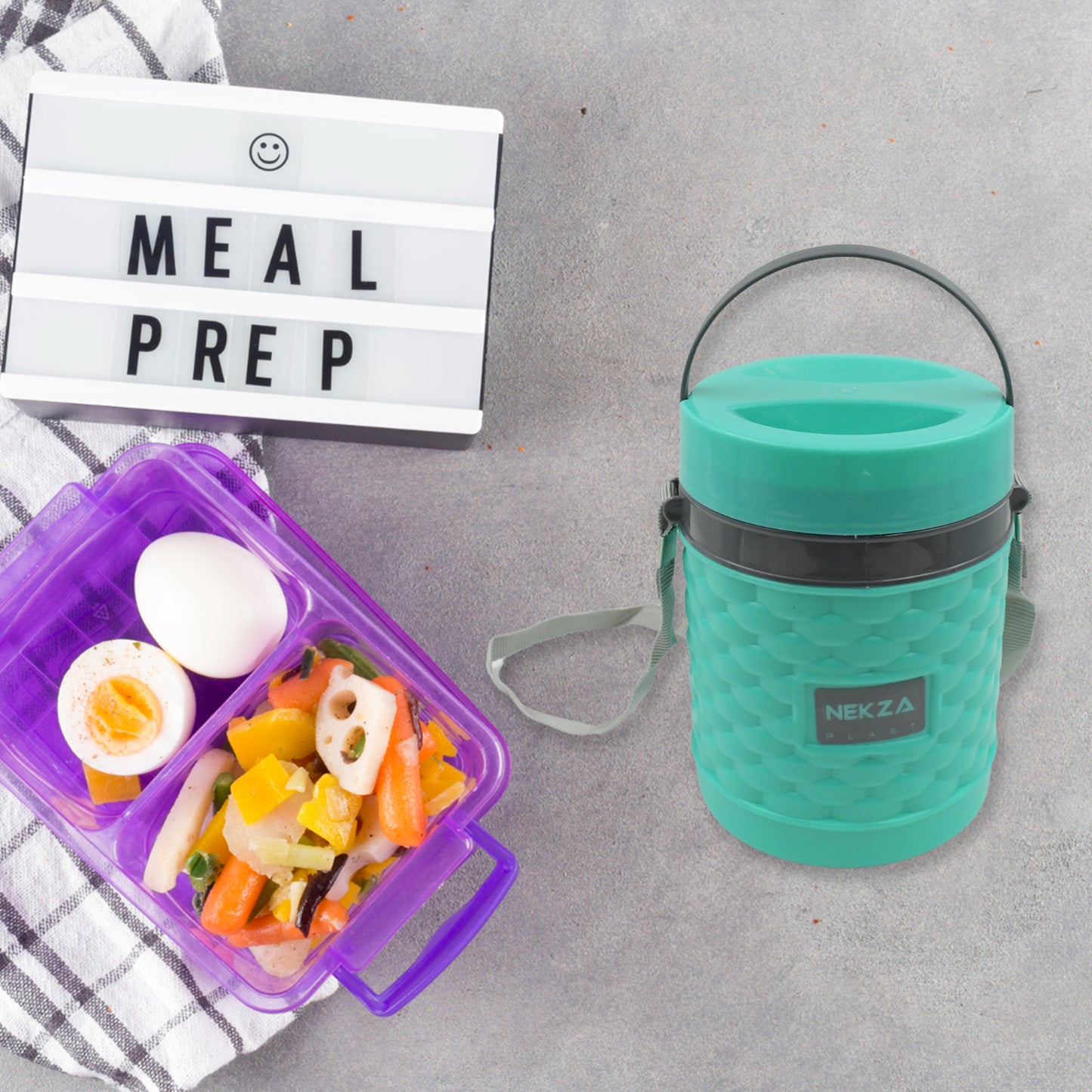 Double Wall Insulated Stainless Steel Tiffin 4 Compartment Lunch Box With Handle Stackable Stainless Steel Lunch Box  Bpa Free  Leakproofdabba For Office Home Shool Hot Outer Plastic Tiffin Box Set (1 Pc 4 Compartment) - Happy Price - Image 3