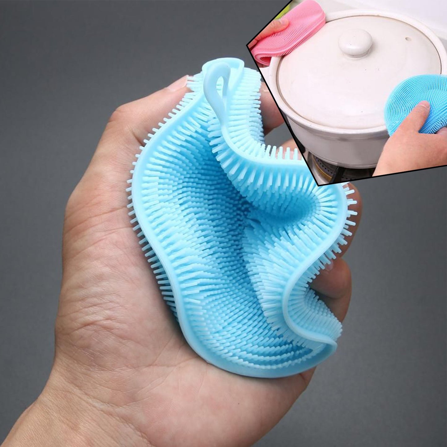 Silicone Dish Scrubber Sponge Mildew Free Non Stick (Mix Color) - Happy Price - Image 3