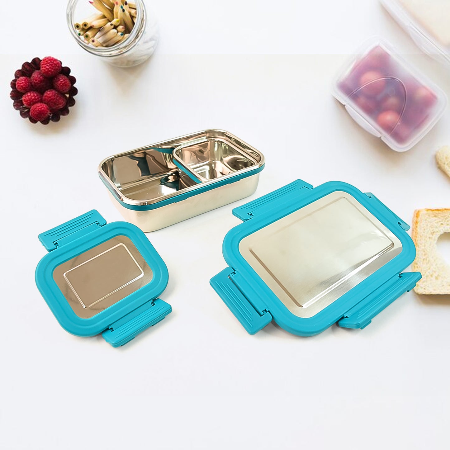 Apex Jerry Lunch Box Premium Stainless Steel Food Container (2 Pc  700+200 Ml Approx) - Happy Price - Image 3