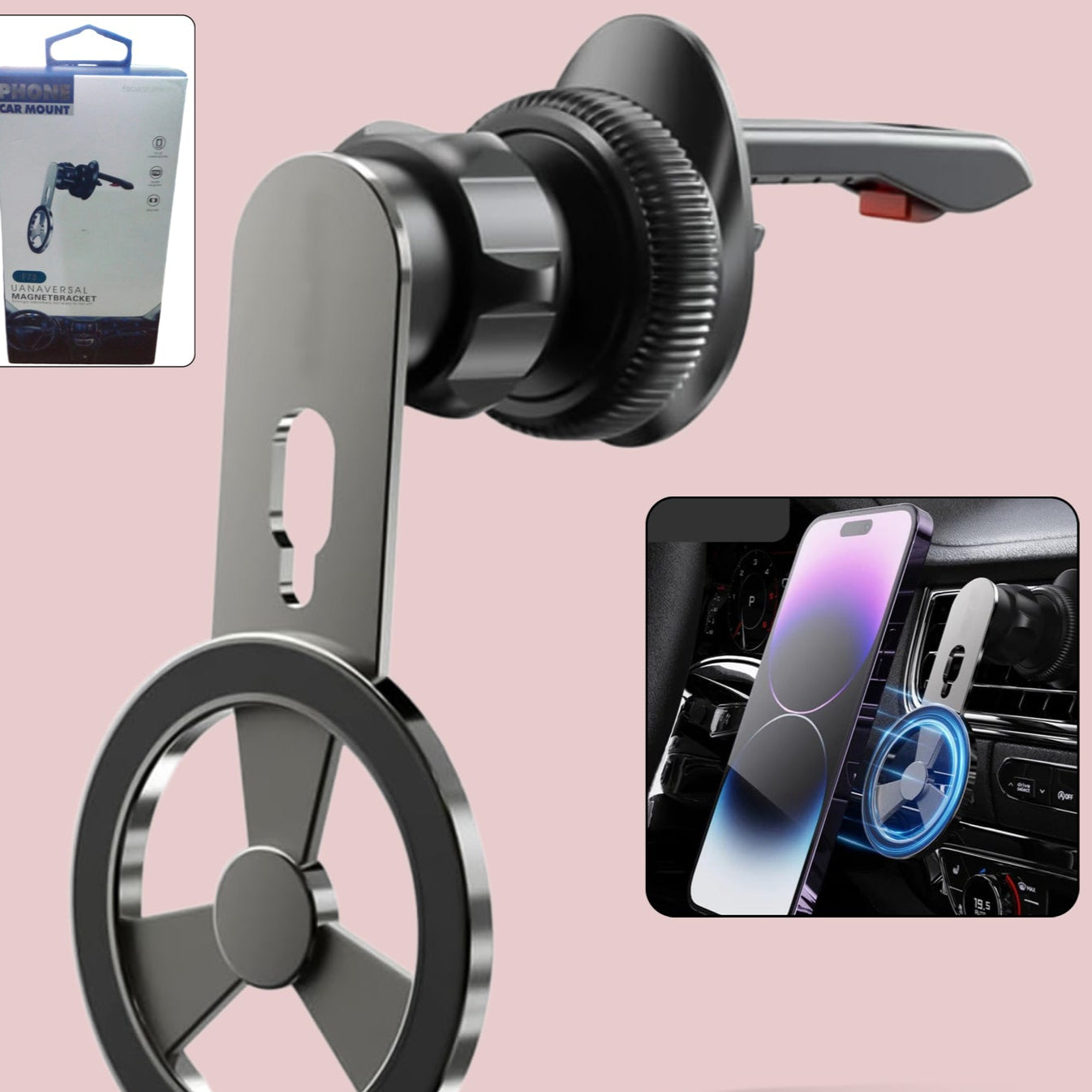 360 Rotatable  Foldable Air Vent Magnetic Phone Holder (1 Pc) - Happy Price - Image 1