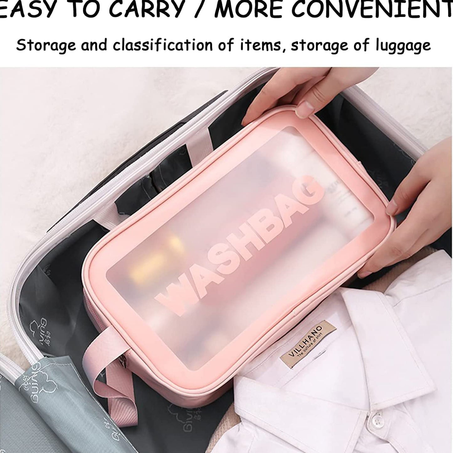 3-Piece Cosmetic Pouch Set for Home & Travel - Small, Medium, Large Wash Bags