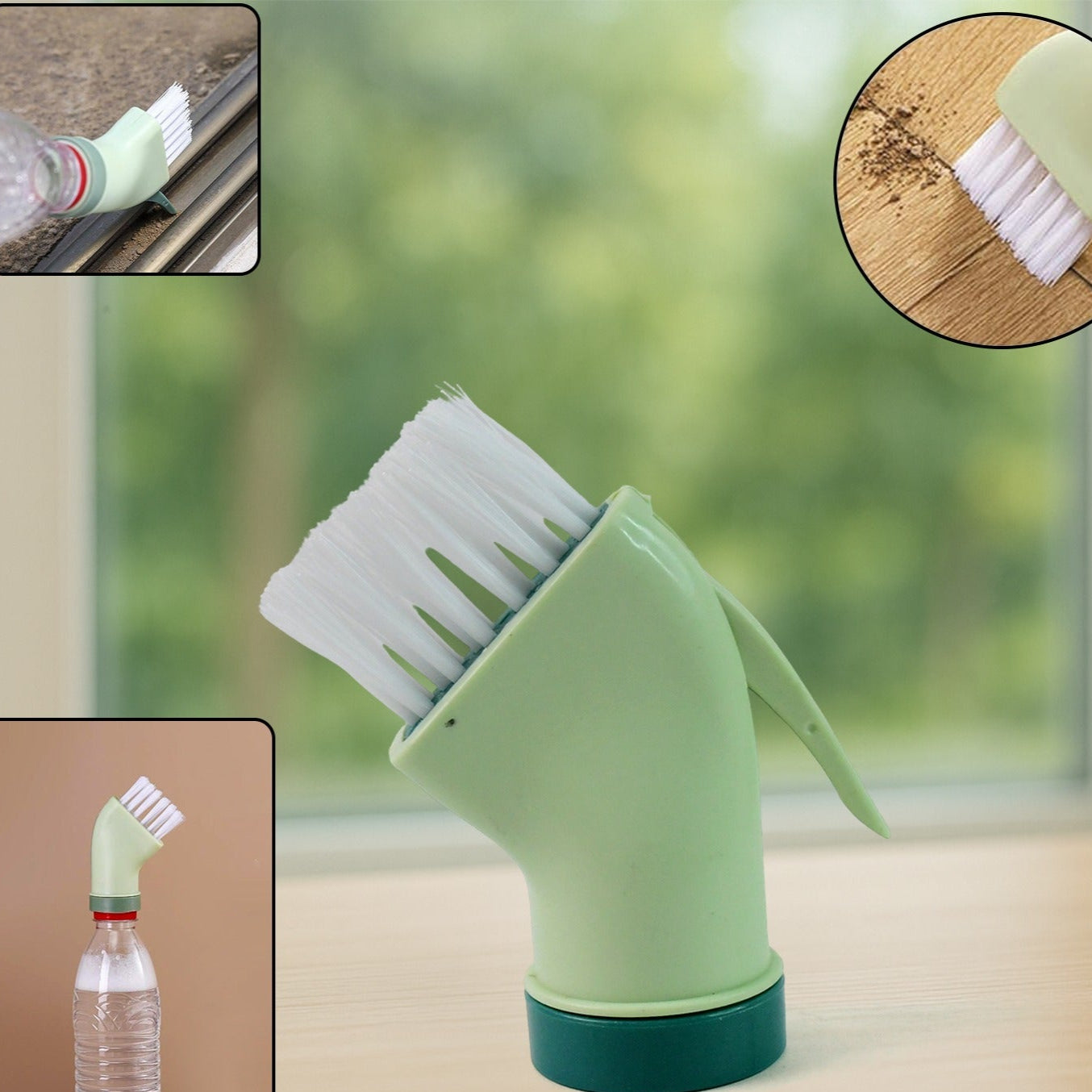 Bottle-Connectable Cleaning Brush with Scraper (1 Pc)