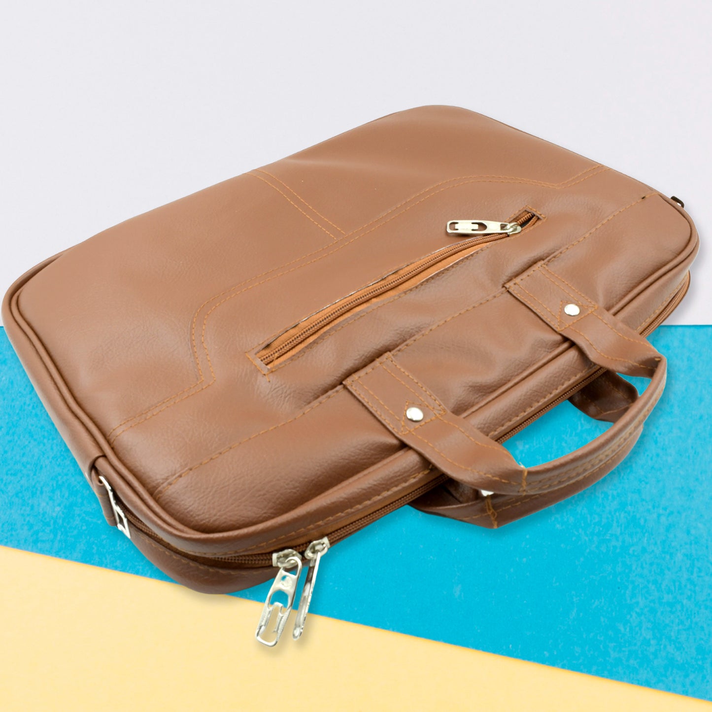 Multipurpose Bag Shoulder Side Bag Office Laptop Faux Leather Executive Formal Laptop  Macbook Messenger  Office  Travel  Business  Shoulder  Hand  Sling Bag For Men Women With Multiple Compartments - Happy Price - Image 3