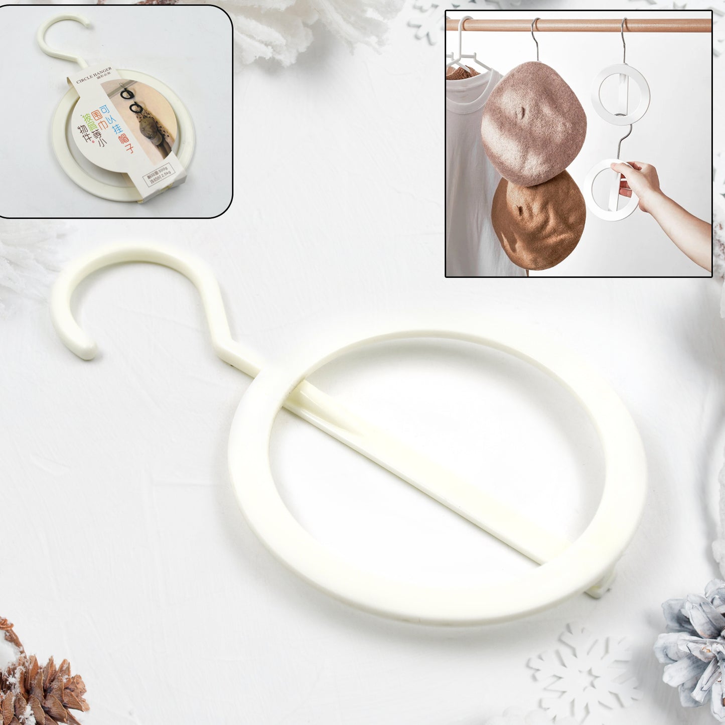 Plastic Circle Hanger Hat Closet Joint Hanger Rings Hanger Hat Storage Towel Hanger Hook Bag Hanger Storage For Wall Door Closet Bathroom (1 Pc) - Happy Price - Image 5