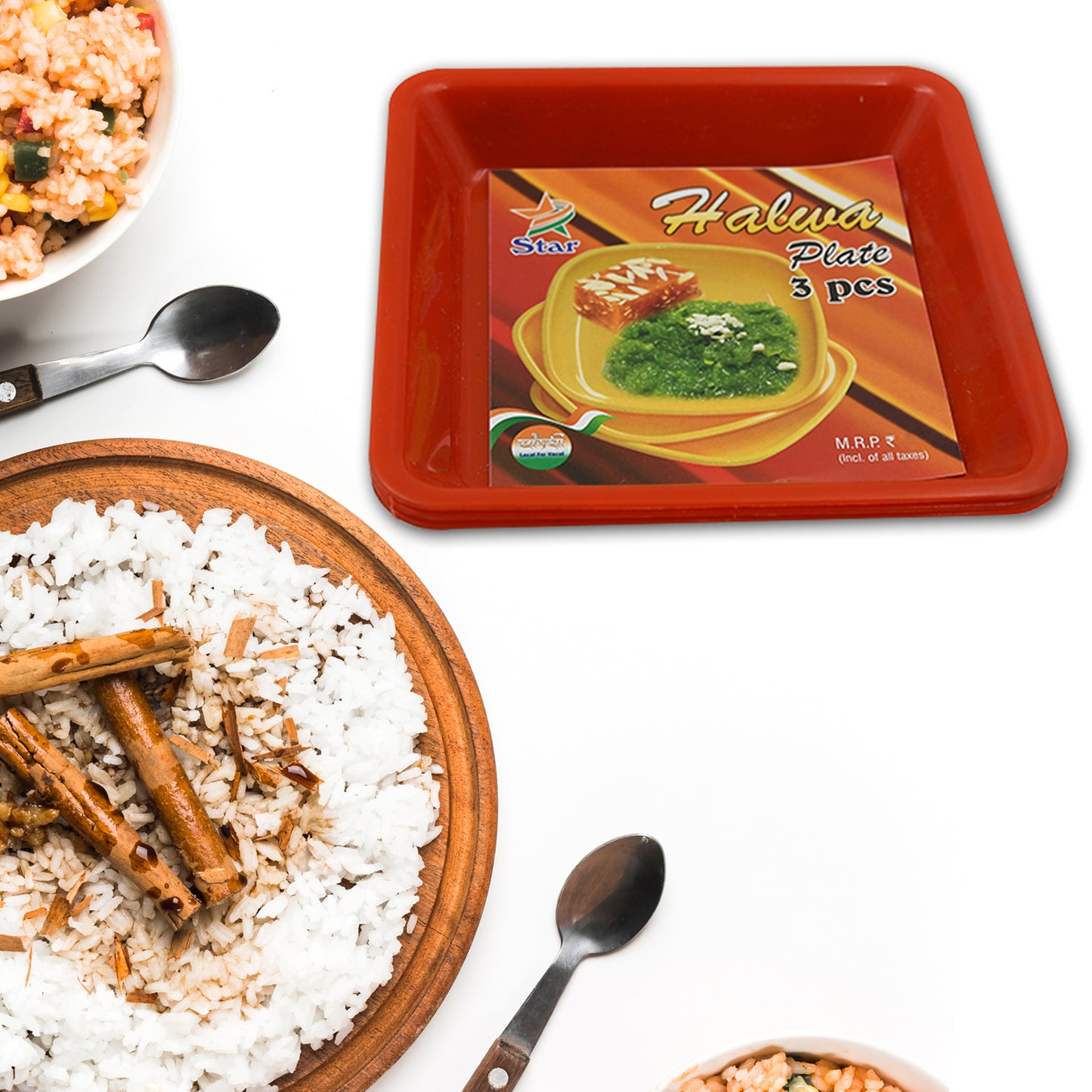 Square Plastic Halwa Dinner Plate Snacks  Breakfast Restaurant Serving Trays Home School Coffee Hotel Kitchen Office (3 Pcs Set) - Happy Price - Image 7