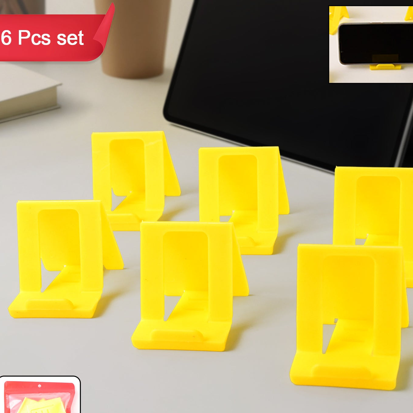 Adjustable Foldable Plastic Mobile Phone Stand (6 Pc  Mix Color) - Happy Price - Image 1