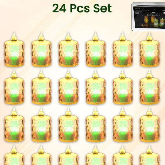 24 Pc LED Melting Effect Flameless Candles - Smokeless Decorative Tea Lights