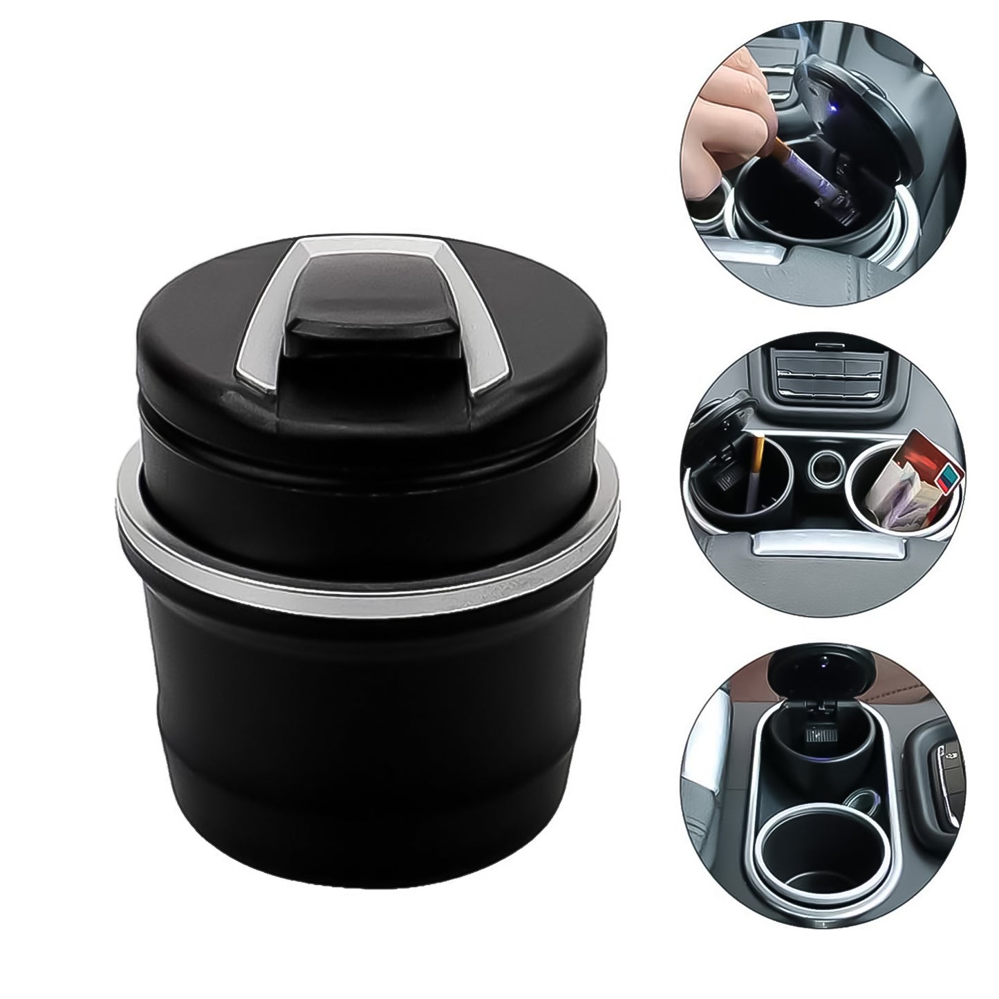 Portable Car Ashtray With Lid And Blue Led Light (1 Pc  With Color Box) - Happy Price - Image 2