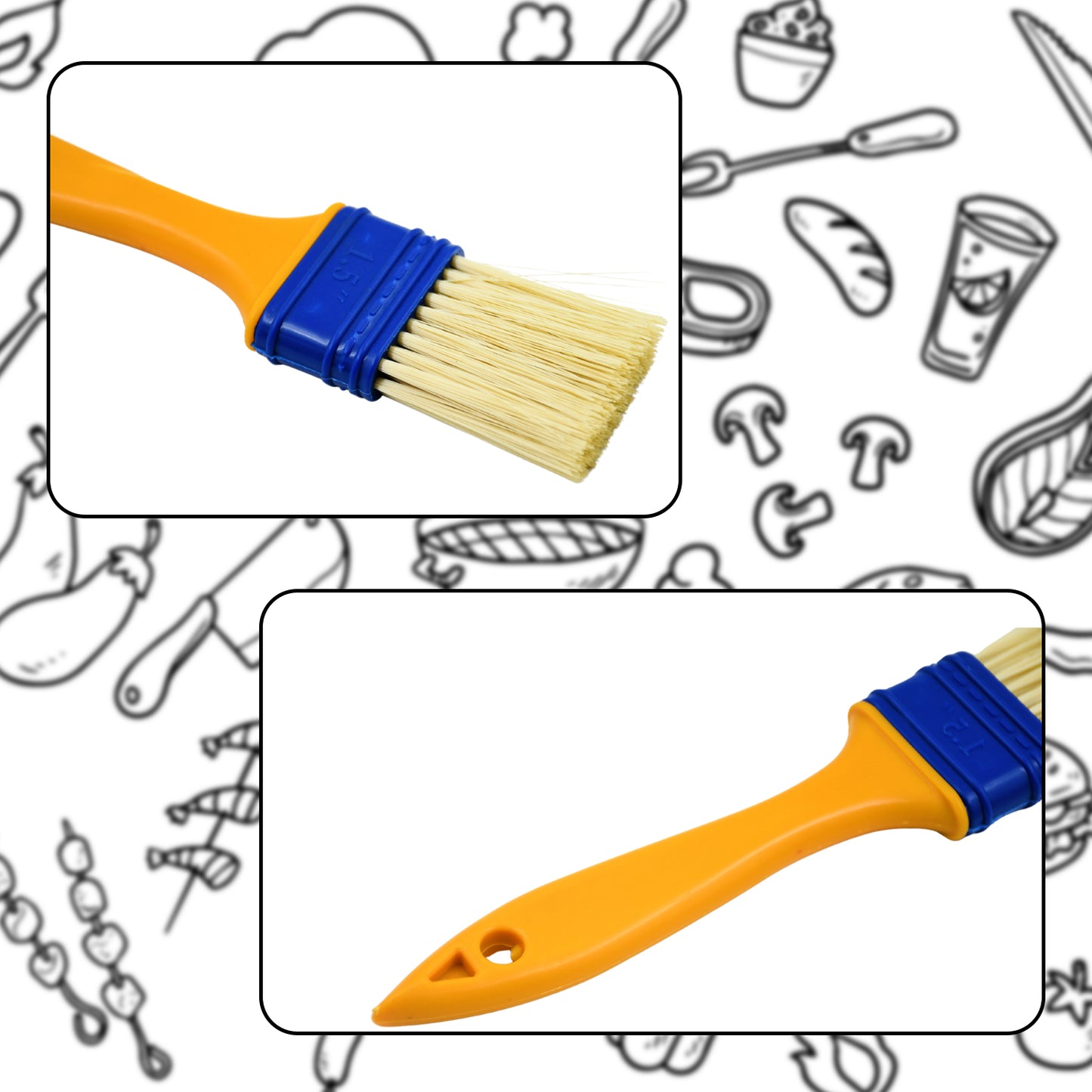 Multifunction Basting Brush For Cooking Pastry Brush Baking Food Butter Brush Dusting Brush For Cooking Grease Brush For Baking Dishwasher Safe Grilling  Hairbrush  Corn (2 Pcs Set) - Happy Price - Image 5