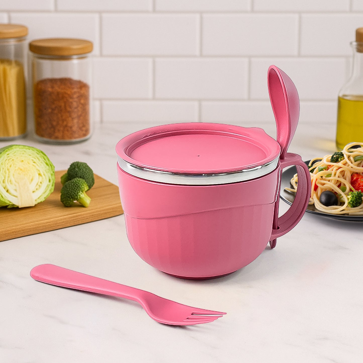 Apex 700 ML Noodle Bowl with Handle, Lid & Fork - Leak-Proof Lunch Container - Happy Price - Image 6